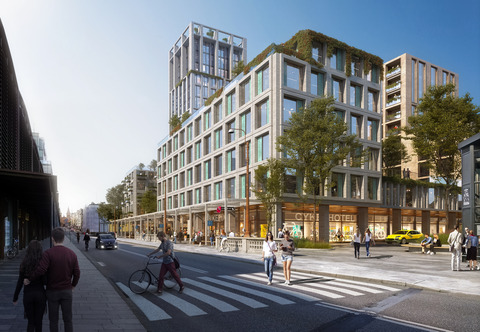 Banekvarteret Street view 2 C.F. Møller Architects CGI by Erik Nord Arkitekter