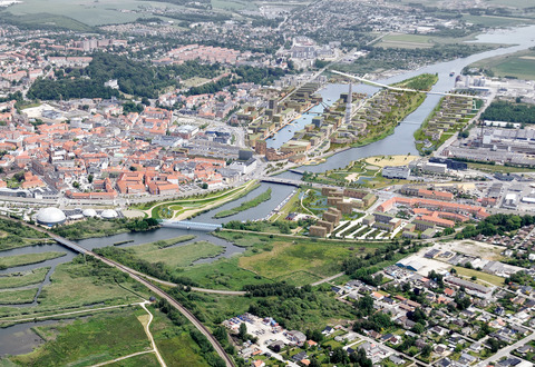 VFBCVI19 River City Randers   Aerial scenario B by C.F. Møller Architects
