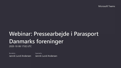 Webinar for håndbold  Pressearbejde i Parasport Danmarks foreninger