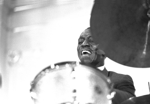 Art Blakey. Performing with The Jazz Messengers at Odd Fellow Mansion, Copenhagen, 1961