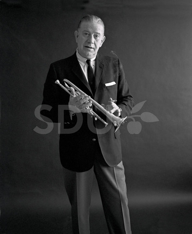 Wild Bill Davison. Playing cornet in recording studio, New York, 1964
