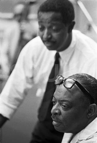 Count Basie. And Freddie Green. In A recording studio, New York, 1966