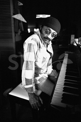 Cecil Taylor. Is practicing on piano in a recording studio, New York, 1975