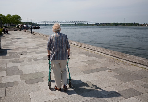 Elderly with walker