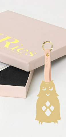 key chain owl gold w gift box