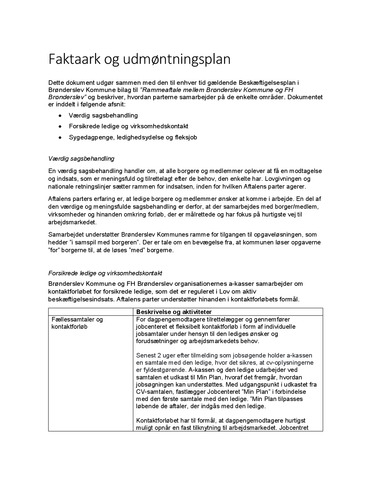 Brønderslev bilag til samarbejdsaftale   Faktaark og udmøntningsplan