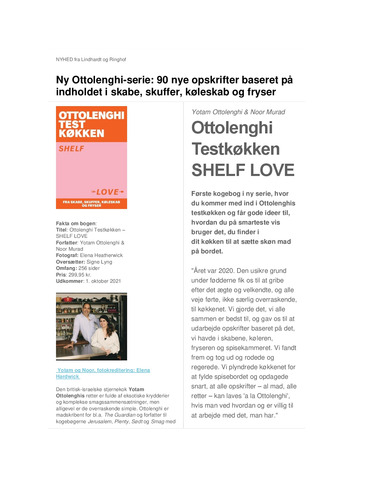 Ottolenghi Testkøkken pressemeddelelse september