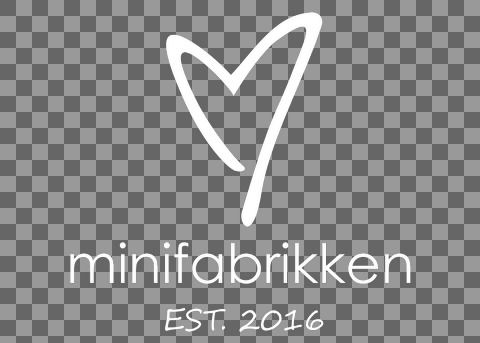 minifabrikken front EST.  logo hvid