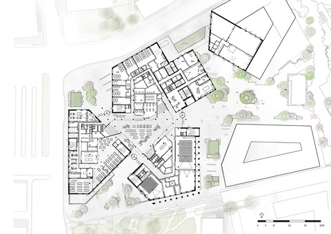 Plan Ground Floor Color VIA University College Campus Horsens C.F. Møller Architects