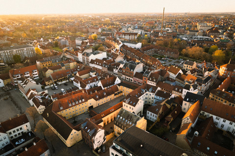 Det gamle, historiske kvarter, drone Odense