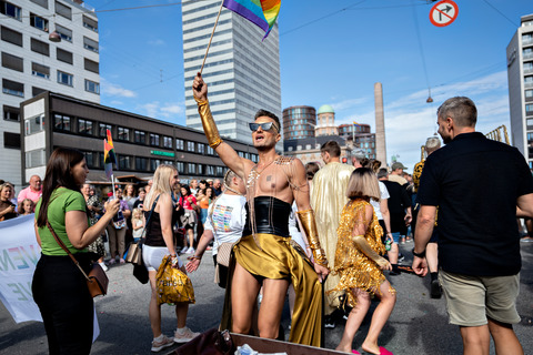Man in pride parade