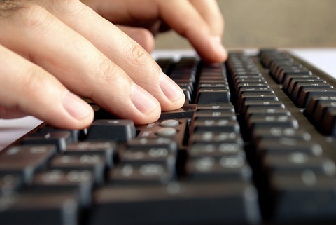 keyboard and hand