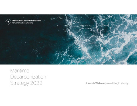 Maritime Decarbonization Strategy 2022 Launch Webinar