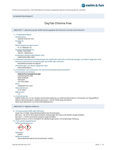 OxyTab Chlorine Free 1727