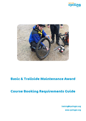 Basic & Trailside Maintenance Award   Course Booking Guide