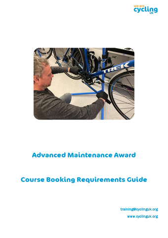 Advanced Maintenance Award   Course Booking Guide