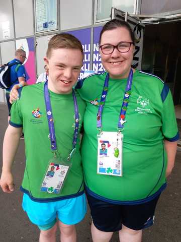 Jack Egan and Patricia Larkin after their respective 50m quarter final swims