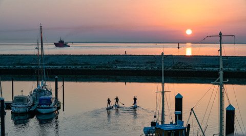 Solnedgang set fra udsigtstårnet Sejlet ved Esbjerg Strand 2021.