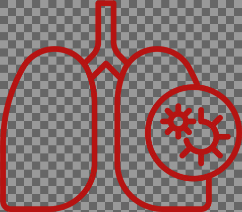 Lunger med virus rød streg
