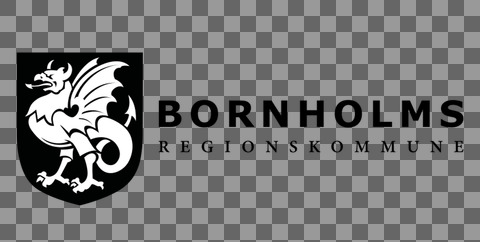 Bornholms Regionskommune logo med skjold og titel   Sort hvid