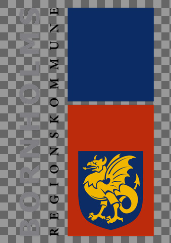 Bornholms Regionskommune logo med skjold baggrund og titel   Farve