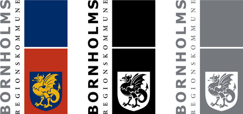 Bornholms Regionskommune logo med skjold baggrund og titel - Flere farver