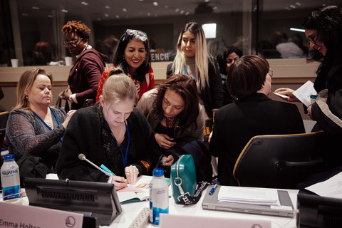 Emma Holten with participants at CSW68 - 2024