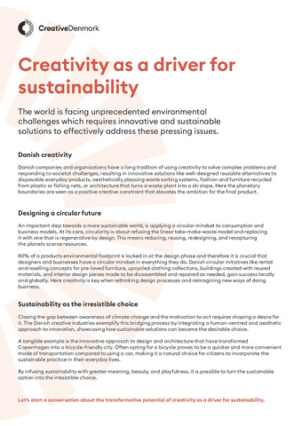 Creativity as a driver for sustainability
